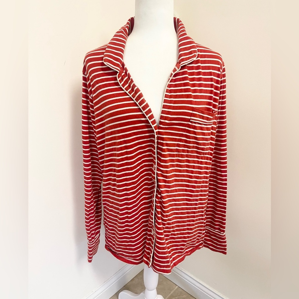 Cute and cozy J Crew red and white striped  pajama top!